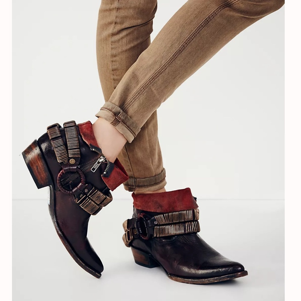 Freebird Raylan Ankle Boot with Ring and Strap Detail